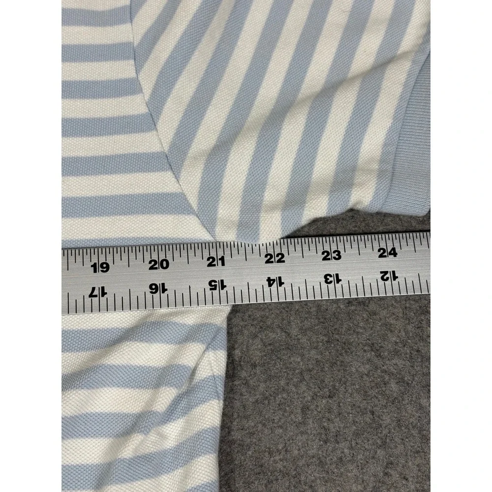 Polo Ralph Lauren Mens Large Blue White Striped‎ Short Sleeve Pique Polo Shirt
